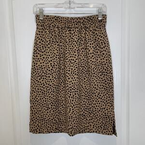 J. Crew Factory Dotty Print Skirt Leopard? Pull-On Tan Black Knee Length XS